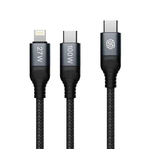 NILLKIN DATA CABLE DUALPOWER 2IN1 TYPE-C PD 3.0 100W + LIGHTNING PD 27W BLACK
