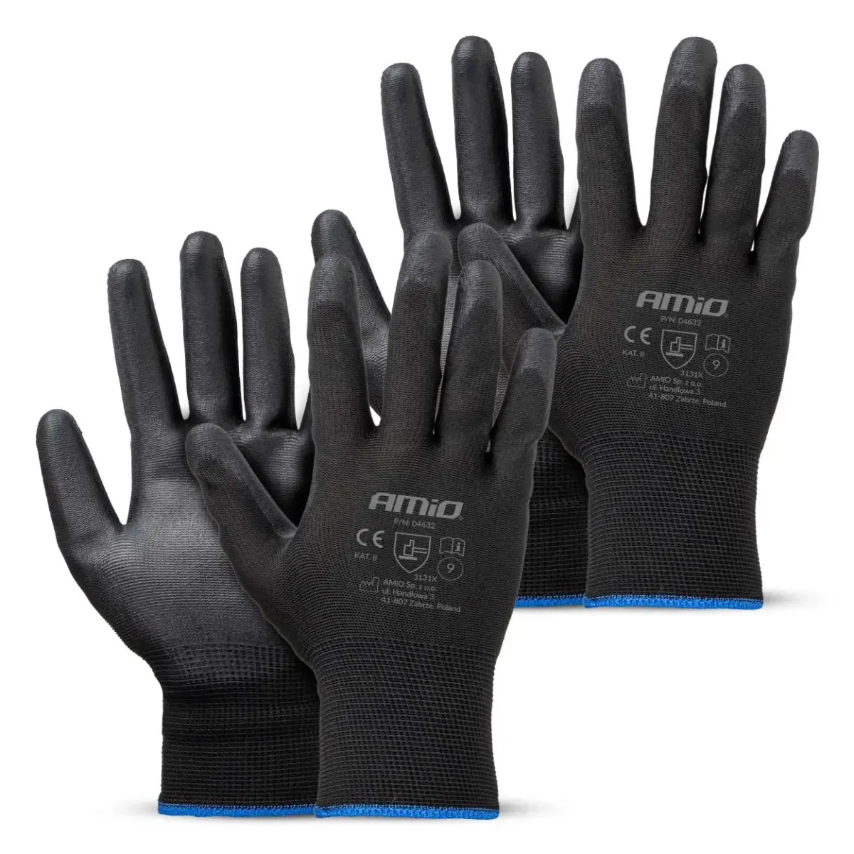 PU Safety gloves 4 pcs Size 9 (2 pairs), 3131X AMIO-04632