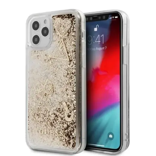Guess GUHCP12MGLHFLGO iPhone 12|12 Pro 6,1" gold|złoty hardcase Glitter Charms