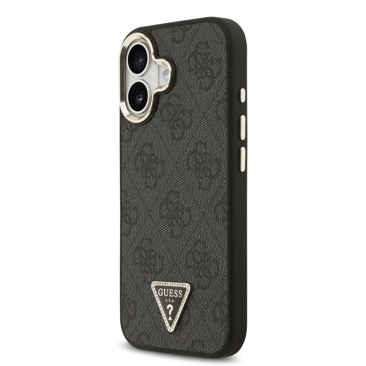 Guess PU Leather 4G Triangle Logo maciņš ar MagSafe atbalstu telefonam iPhone 17 melns