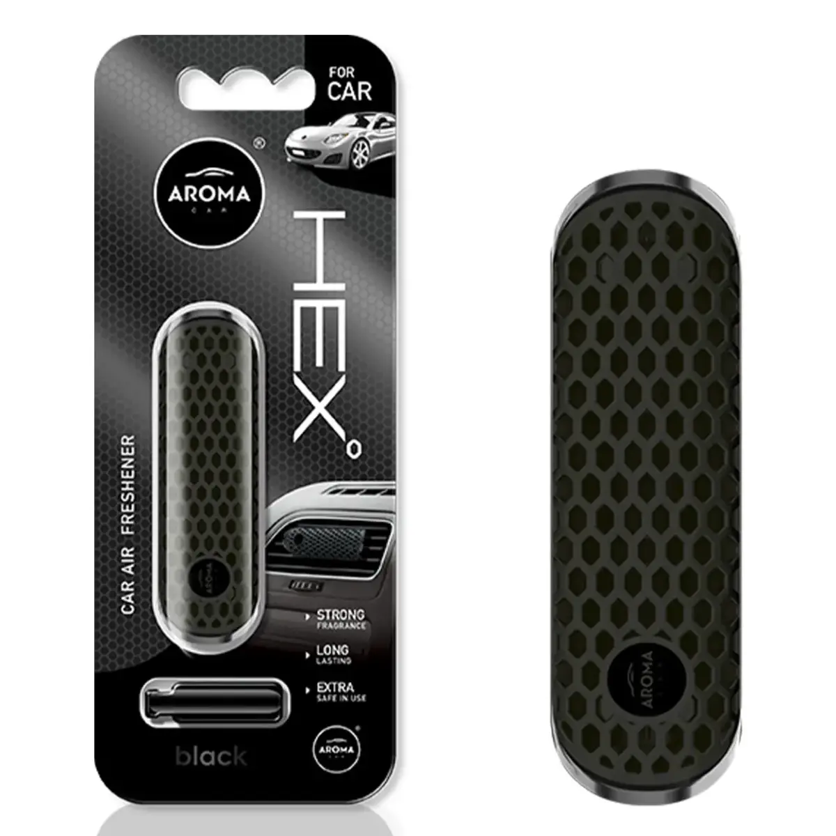 Car air freshener AROMA FANCY SHAPES POLYMER HEX Black