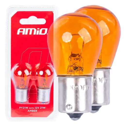 Halogen bulbs PY21W BA15S 12V AMBER 2pcs blister