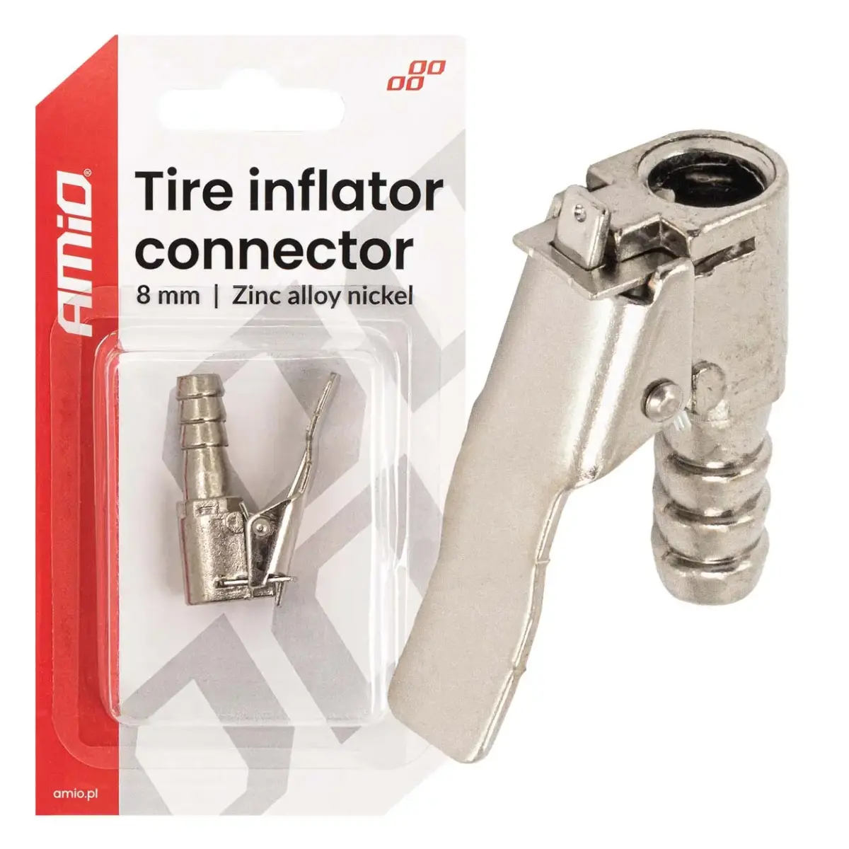 Zinc Alloy Nickel Tire Inflator Connector 8 mm AMIO-04496
