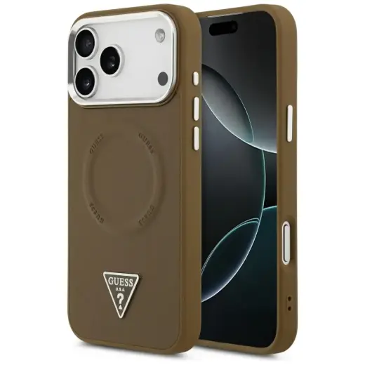 Guess Triangle Logo maciņš telefonam Apple iPhone 17 Pro Max brūns