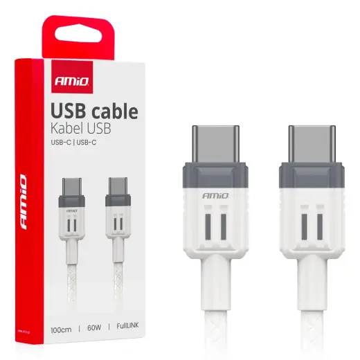 AMiO AMIO-03908 duomenų perdavimo ir įkrovimo laidas | USB-C į USB-C | 60W | 1m