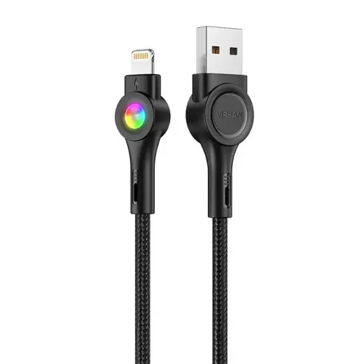 USB to Lightning cable Vipfan Colorful X08, 3A, 1.2m (black)