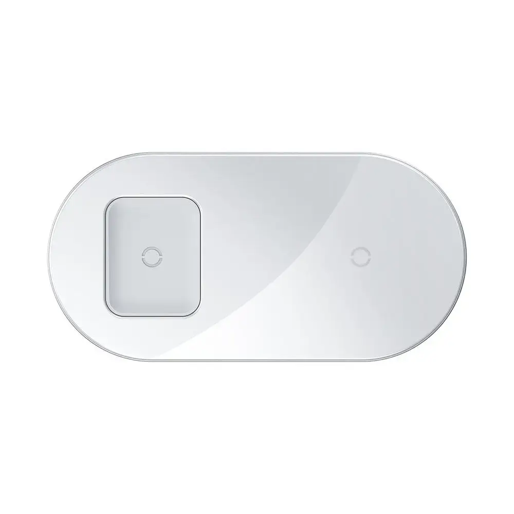 Baseus Simple Pro 2in1 Wireless Charger Qi Charger for Smartphones and AirPods 15W white (WXJK-C02)