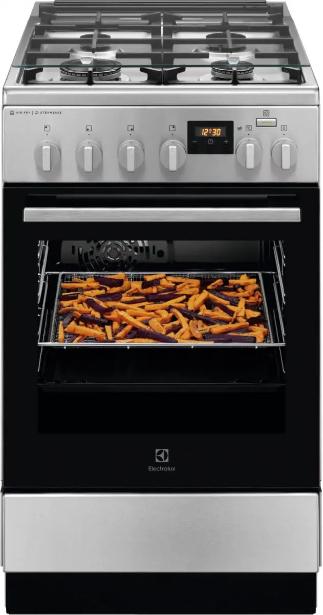 Electrolux gāzes plīts ar elektrisko cepeškrāsni SteamBake, nerūsoša tērauda, 50cm