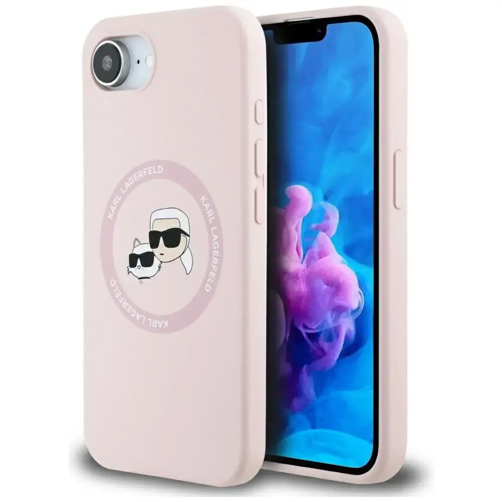 Case Karl Lagerfeld Silicone             Karl&Choupette Heads MagSafe for iPhone 16e pink