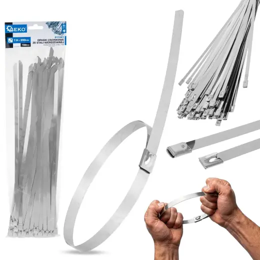 Stainless steel cable ties 7.9x350 mm, 100 pcs