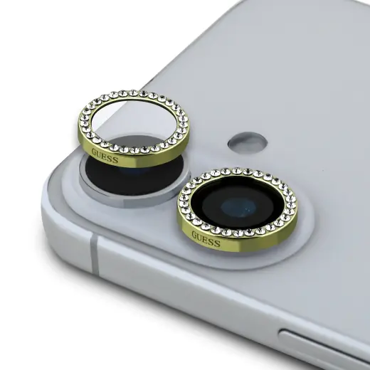 Guess Fixed Glliter ekrāna aizsargstikls priekš iPhone 16|16 Plus Gold