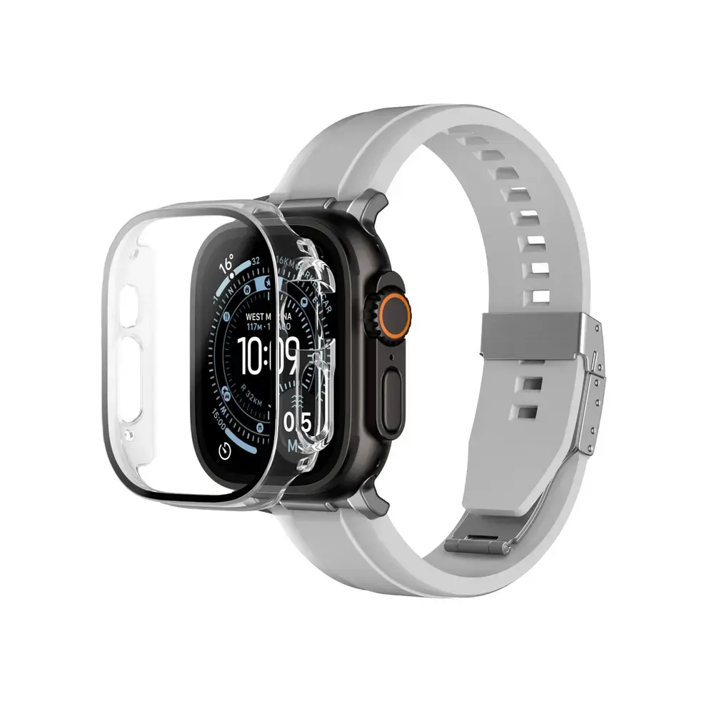 AmazingThing Radix Glass Screen Protector with Case for Apple Watch UItra 3 49mm - Clear
