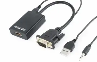Gembird VGA Male - HDMI Female 0.15m Black + USB|AUX Full HD