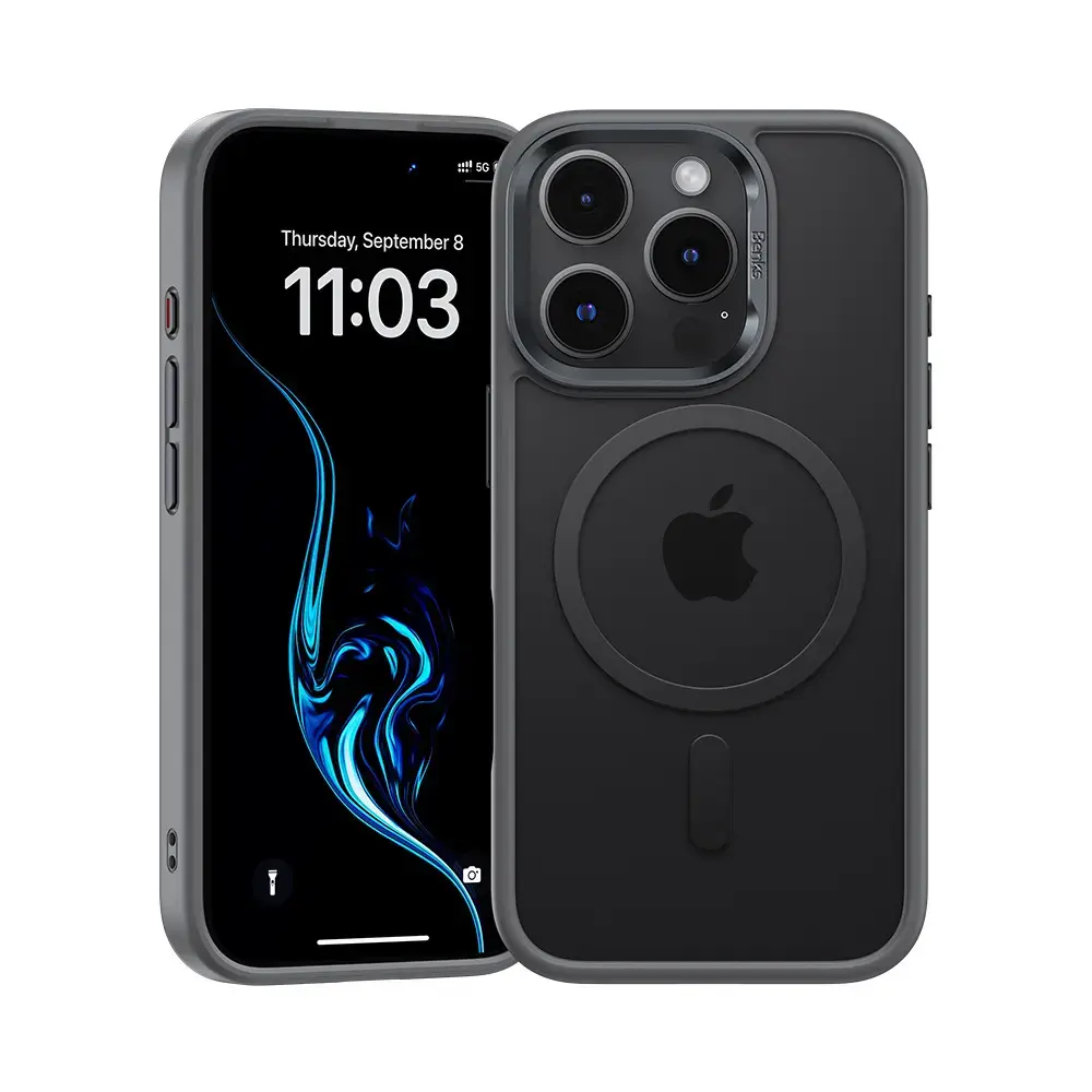 Benks Magnetic Mist Case Metal Frame for Iphone 16 Pro Max grey