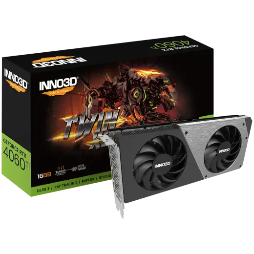 INNO3D NVIDIA RTX 4060 Ti 16GB GDDR6 128bit, 2250MHz / 18Gbps, 3xDP, 1x HDMI, 2 fan, 2 slot