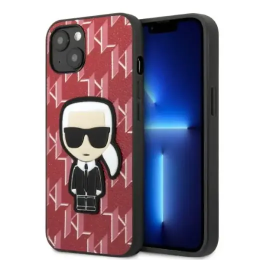 Karl Lagerfeld Monogram Ikonik maciņš telefonam iPhone 13 sarkans