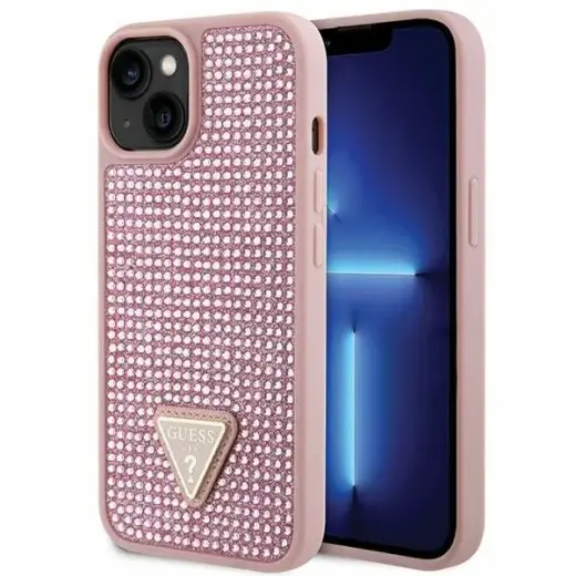 Guess GUHCP14MHDGTPP iPhone 14 Plus | 15  Plus 6.7" różowy|pink hardcase Rhinestone Triangle