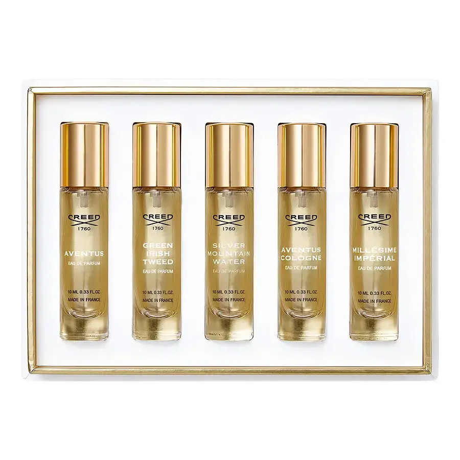 Set Creed: Aventus, Eau De Parfum, For Men, 10 ml + Green Irish Tweed, Eau De Parfum, For Men, 10 ml + Silver Mountain Water, Eau De Parfum, For Men, 10 ml + Aventus Cologne, Eau De Parfum, For Men, 10 ml + Millesime Imperial, Eau De Parfum, For Men, 10 ml
