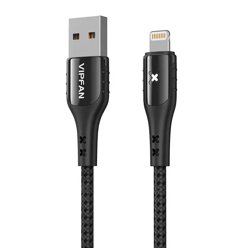 USB to Lightning cable Vipfan Colorful X13, 3A, 1.2m (black)