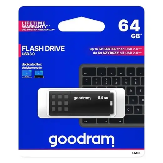 „Goodram“ USB atmintinė 64 GB, USB 3.0, UME3, juoda