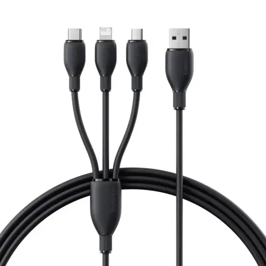Baseus Ultra-Fast One-for-Three 3-in-1 data transfer and charging cable | USB-A to Micro USB, Lightning, USB-C | 17.5W | 0.8m | black