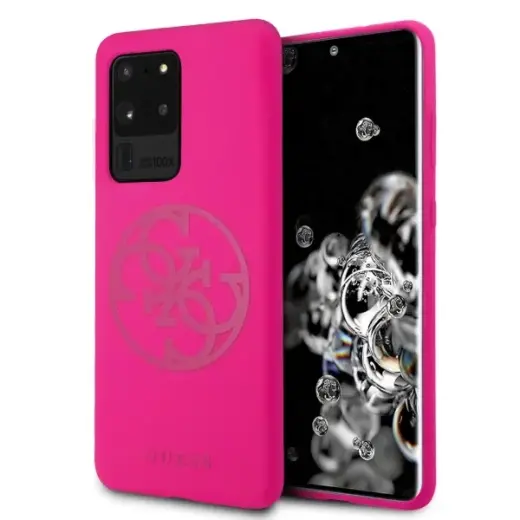Guess GUHCS69LS4GFU S20 Ultra G988 fuchsia hard case Silicone 4G Tone On Tone