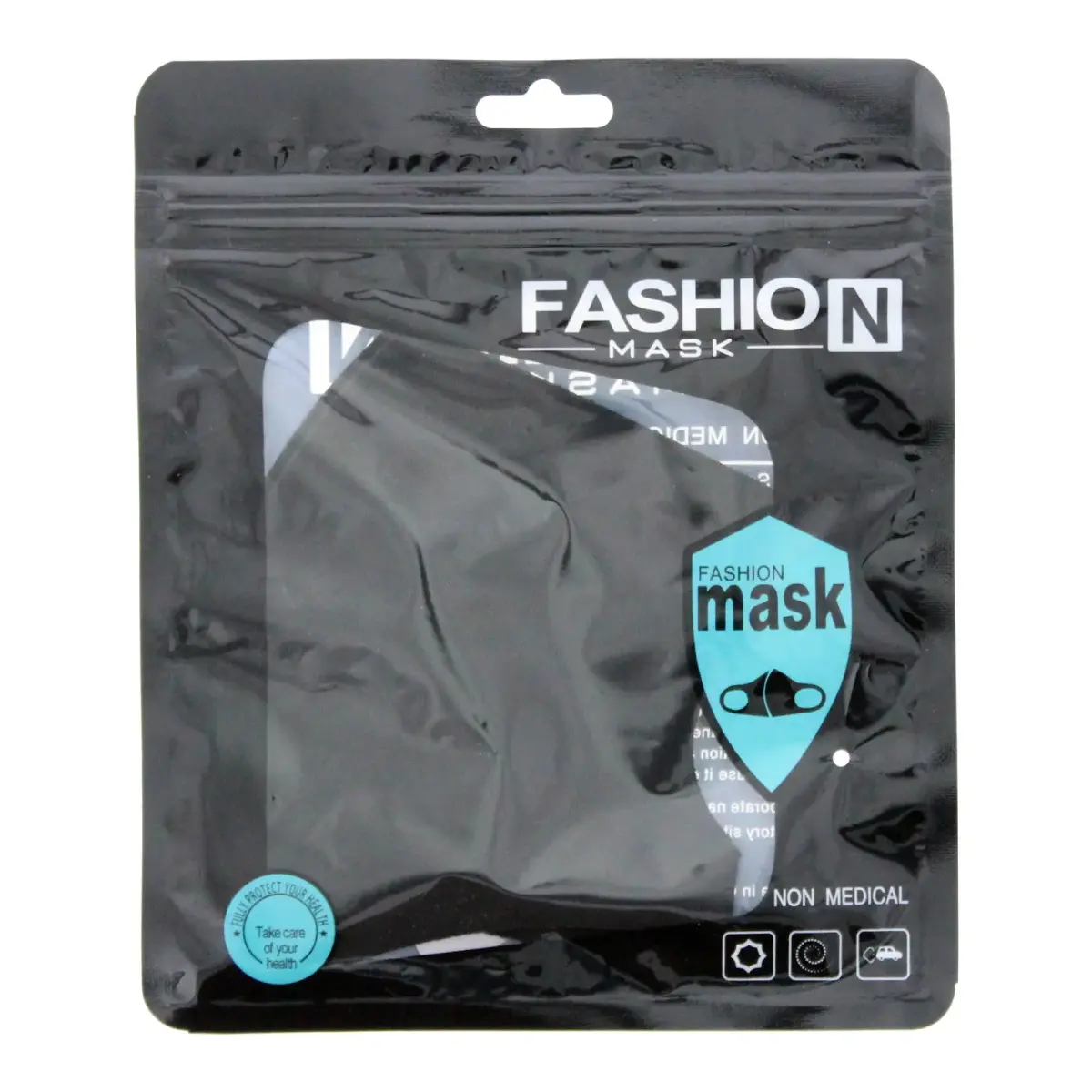 Fashion , , Textile Mask, Black, Reusable, For
