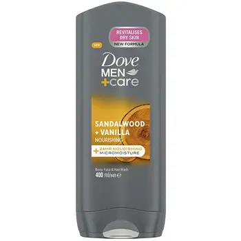 Dove Men+Care Sandalwood & Vanilla Body, Face & Hair Wash - Vyživující sprchový gel