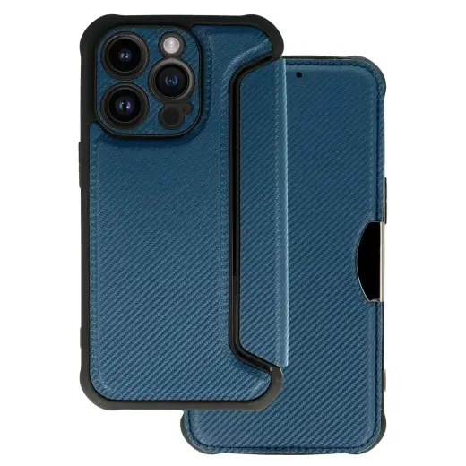 Razor Carbon raamatutüüpi telefoni ümbris iPhone 14 Pro tumesinine
