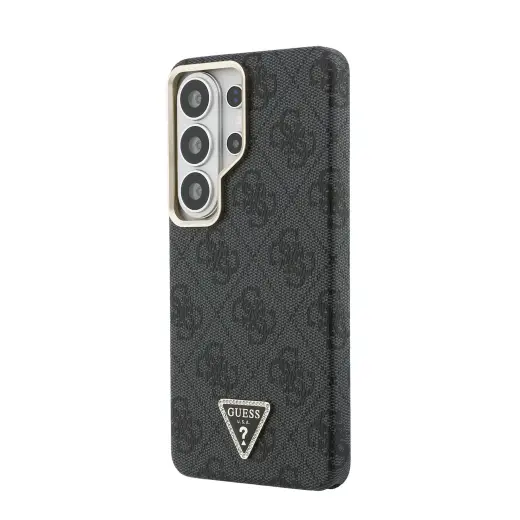 Guess 4G Strass Triangle Logo Gold Frame phone case for Samsung Galaxy S26 Ultra (S948) black