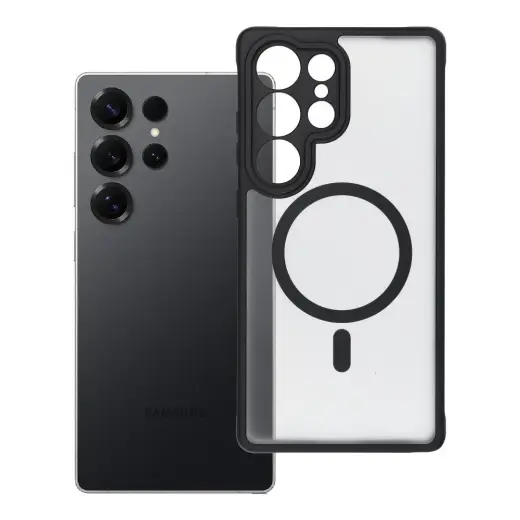 Full Matte Mag telefono dėklas su MagSafe palaikymu Samsung Galaxy S25 Ultra (S938) juodas