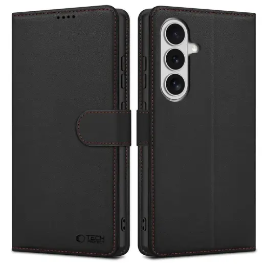 TECH-PROTECT WALLET knyginio tipo telefono dėklas Samsung Galaxy S26 (S942) juodas raudonas