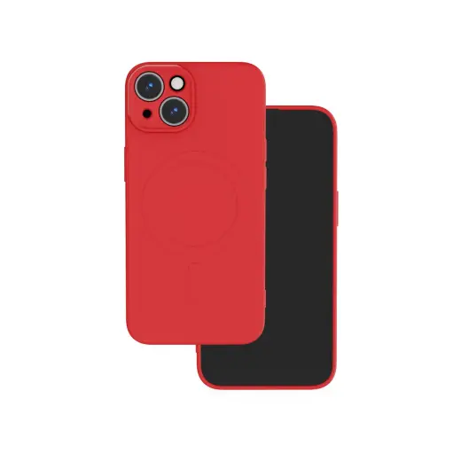 Simple Color Mag phone case with MagSafe support for iPhone 15 red