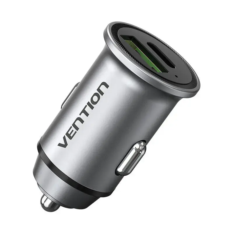 Dual Port Car Charger Vention FFBH0 USB A+C(18|20) Gray