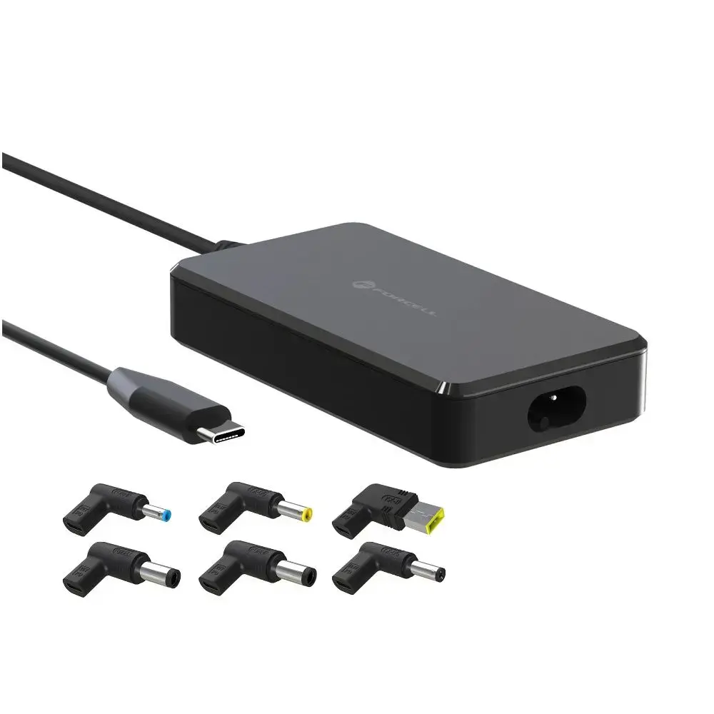 FORCELL F-ENERGY E856 uniwersal laptop charger 90W (6 adaptors) - czarny