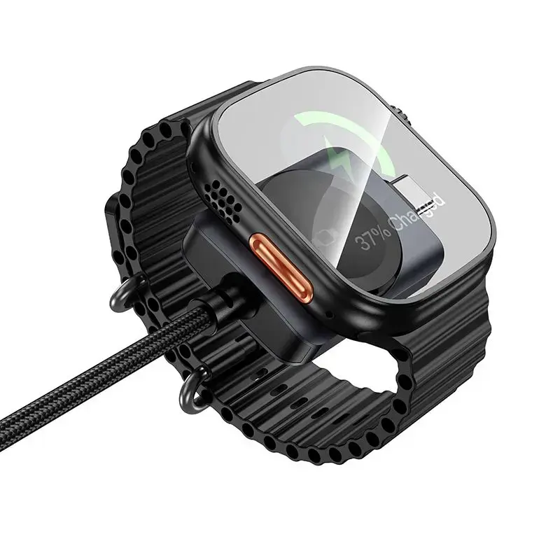 Hoco USB C to USB C cable PD100W with wireless charging for Apple Watch 1,2 m CW66 black