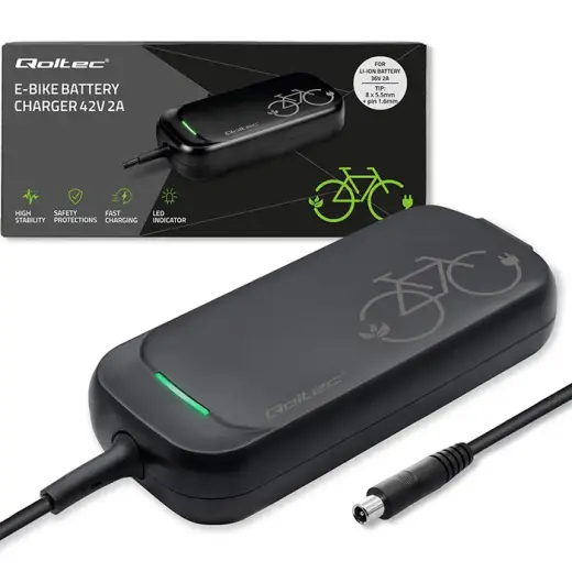 Qoltec 50334 ātrais lādētājs e-velosipēdam, elektriskajam skrejritenim XIAOMI 36V | 42V | 2A | 8.0*8.0mm | ūdensizturīgs + strāvas kabelis