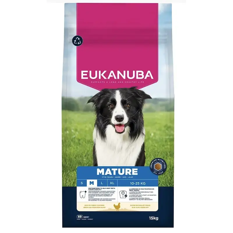 Sausa barība suņiem - Eukanuba Mature, Medium, chicken 15 kg