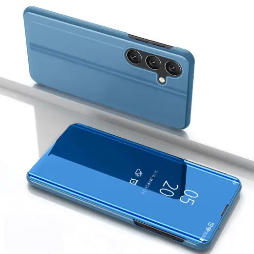 Clear View Case for Samsung Galaxy S25 Cover with Flip - Blue
