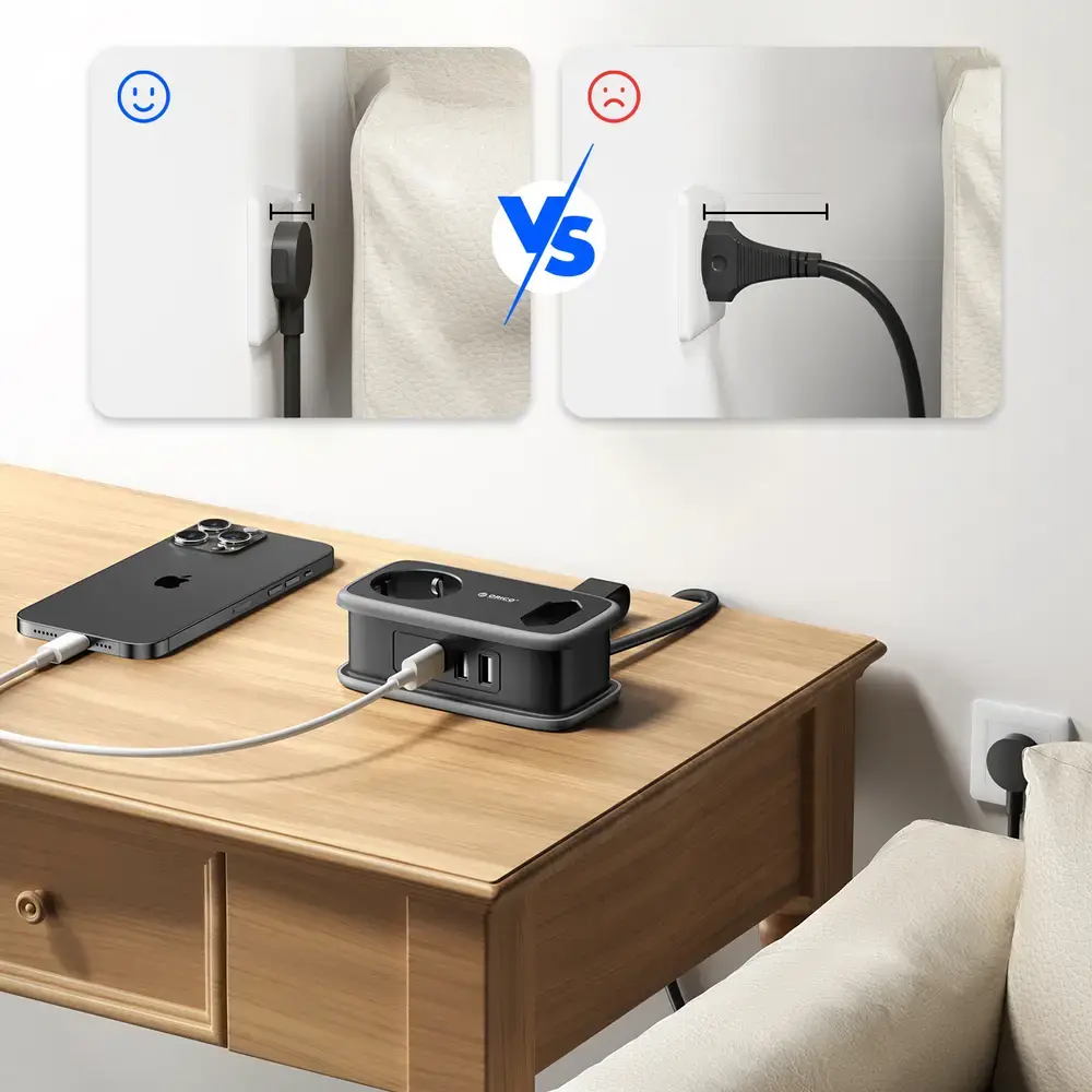 Orico AP3 65W GaN 6in1 Power Strip 2x AC + 2x USB-A + 2x USB-C - Black