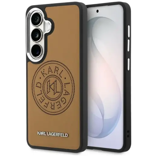 Karl Lagerfeld Perforated KL phone case with MagSafe support for Samsung Galaxy S26+ (S947) brown