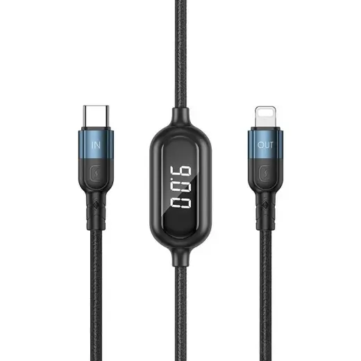 Remax Litxn Series USB Type C - Lightning 20W fast charging data cable Power Delivery with display screen power meter 1m black (RC-193i)