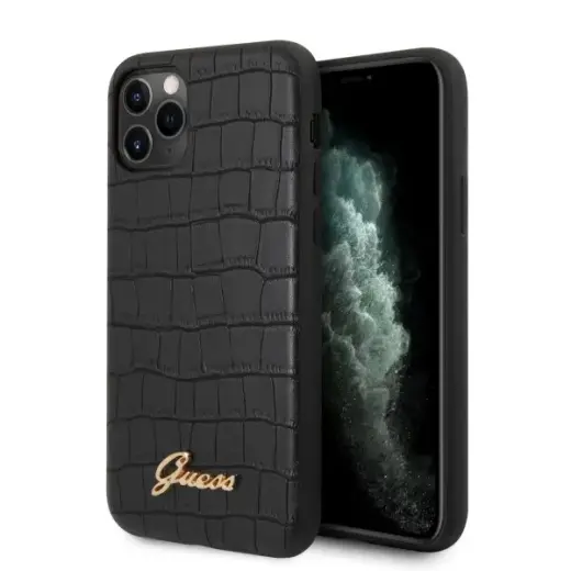 Guess GUHCN65PCUMLCRBK Croco Cover For Apple iPhone 11 Pro Max Black