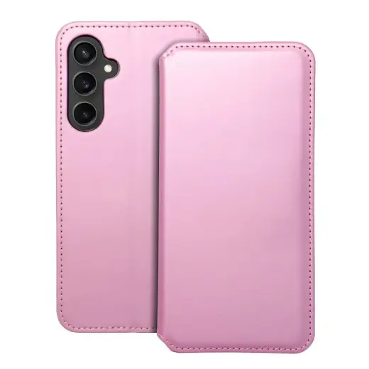 DUAL POCKET knyginio tipo telefono dėklas Samsung Galaxy S23 FE (S711) rožinis
