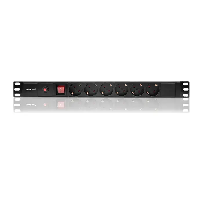 Qoltec Overvoltage power strip for RACK 19" with CB | 1U | 16A | PDU | 6xSCHUKO| 2m