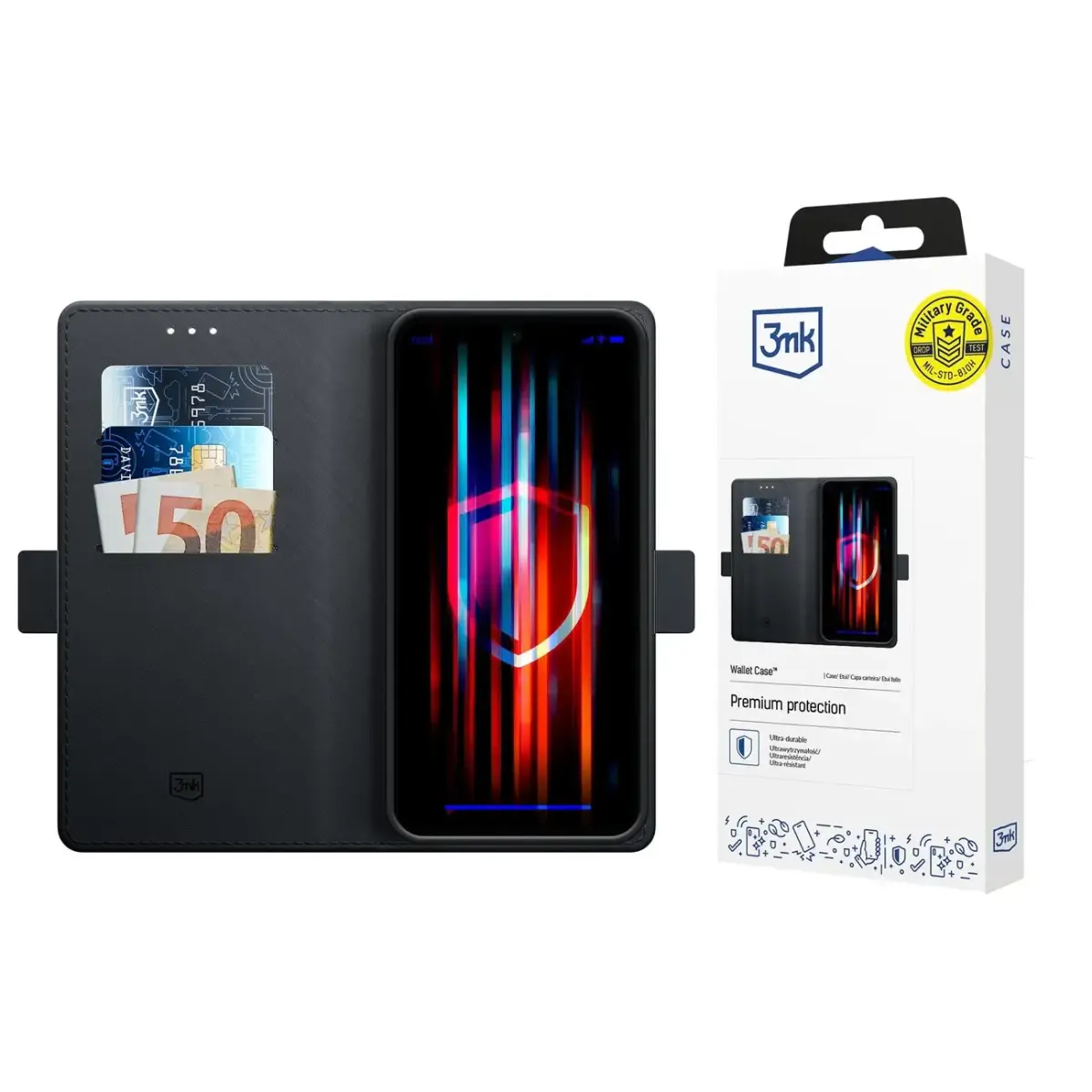 3mk Wallet Case for Motorola Edge 60 Pro - Black