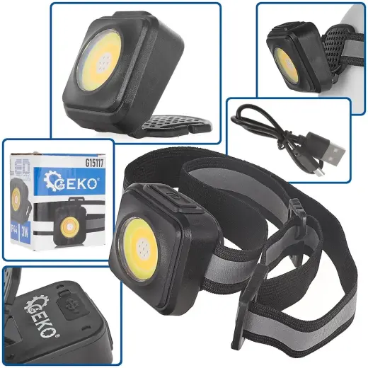Triecienizturīgs LED COB galvas lukturis 3W 500mAh 500lm IP44