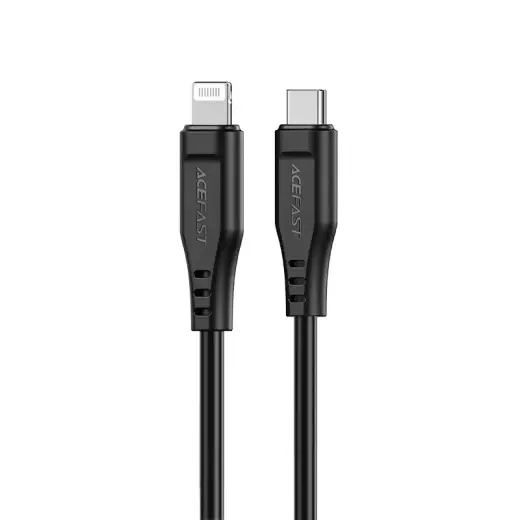 Acefast C3-01 datu pārraides un uzlādes vads | MFI | USB-C uz Lightning | 30W | 1.2m | melns