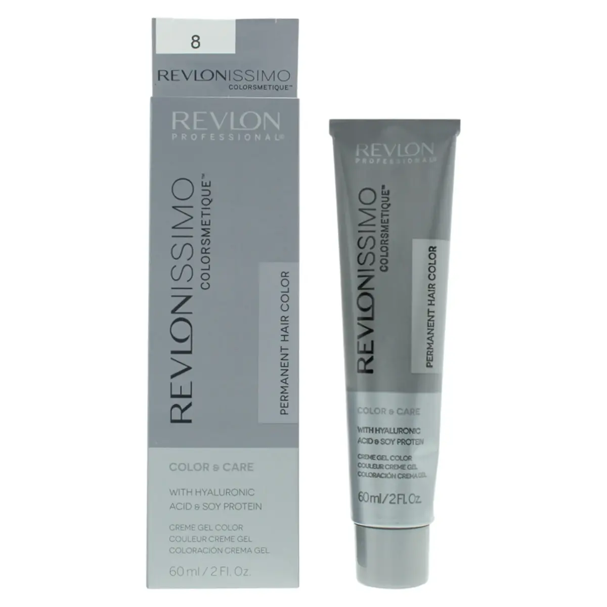 Revlon, Revlonissimo Colorsmetique, Hyaluronic Acid, Permanent Hair Dye, 8 Light Blonde, 60 ml