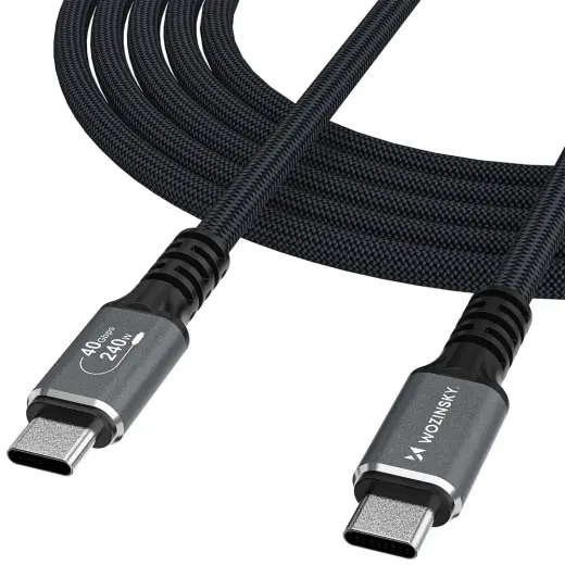 Wozinsky WPS-UY42S andmeedastus- ja laadimiskaabel | USB-C kuni USB-C | 240W | Thunderbolt 4 | 2m | must